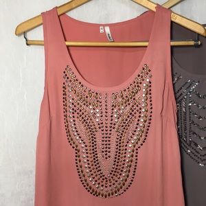 Studio Y Tops - Studio Y Pink Gray Sheer Blouse Tank Top Lot of 2 Studio Y Tops - Studio Y Pink Gray Sheer Blouse Tank Top Lot of 2